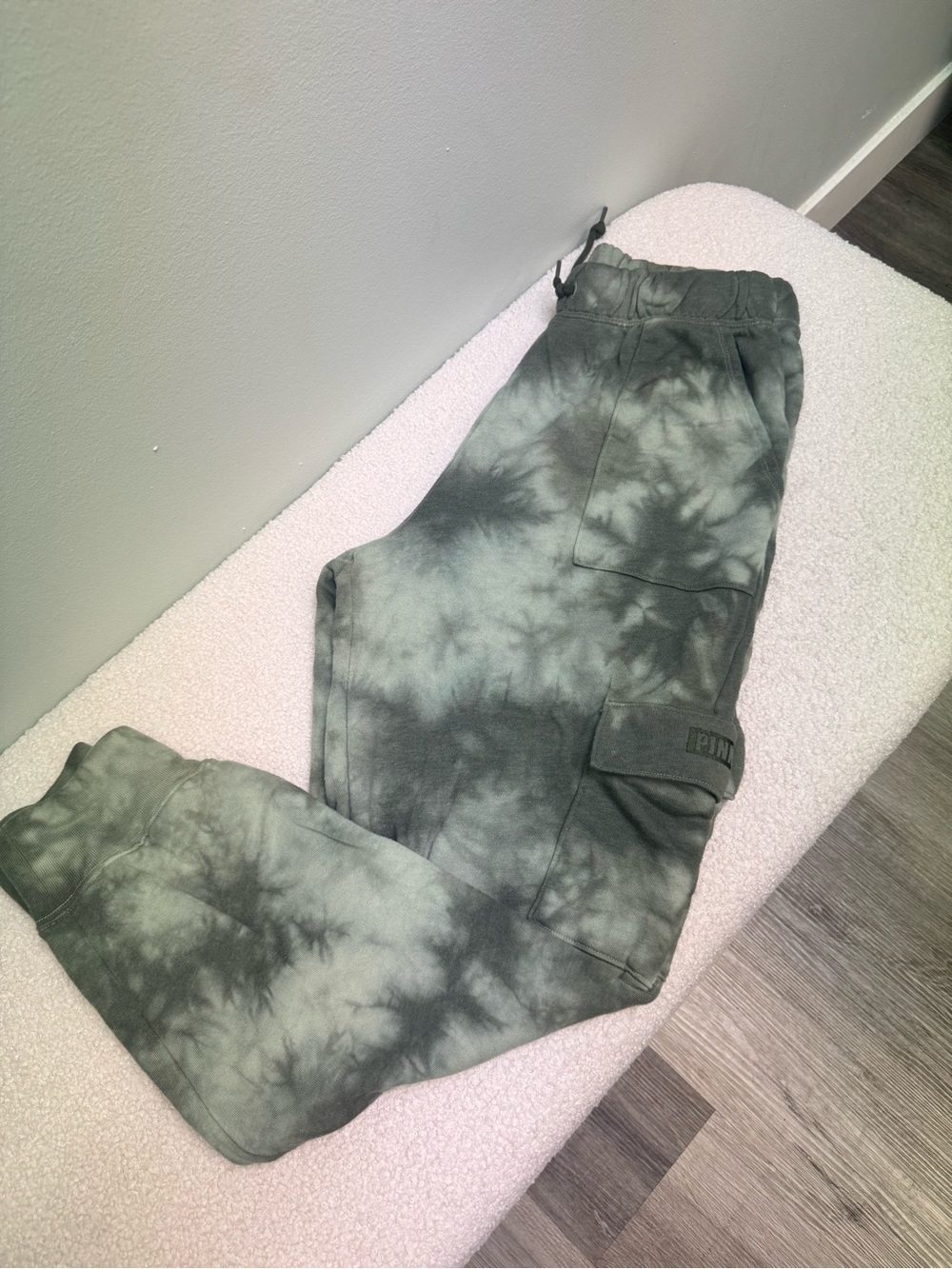 PINK Tie-Dye Cargo Sweatpants - Olive Green